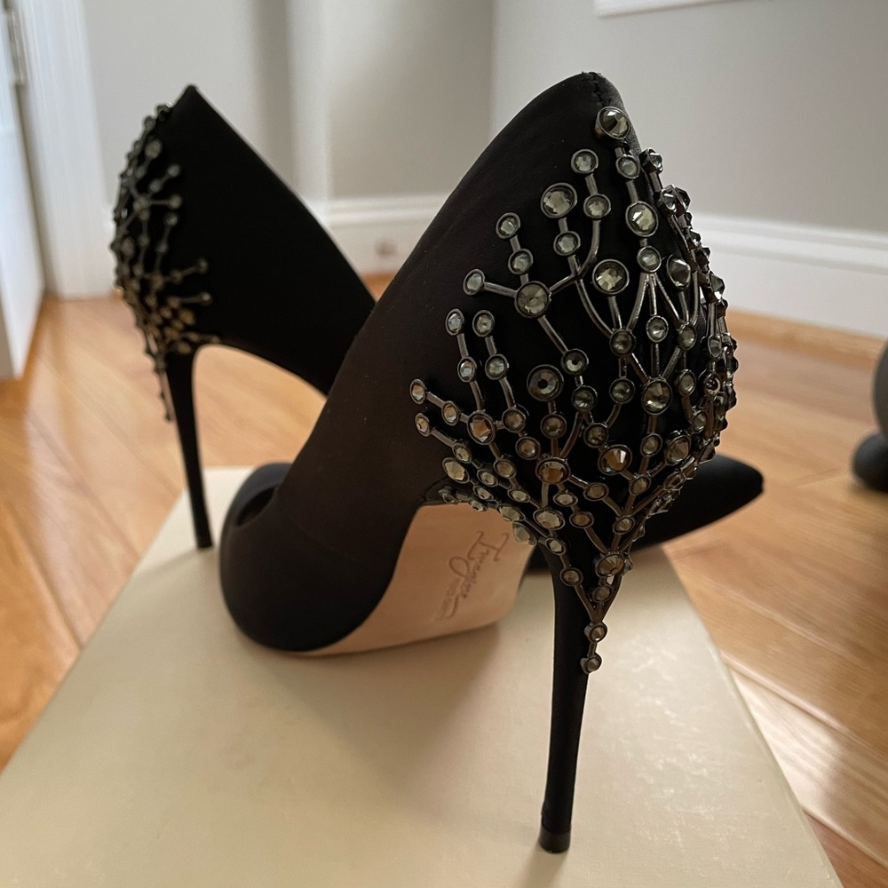 Black Satin Crystal embellishment pump Vince Camuto IM-Olive